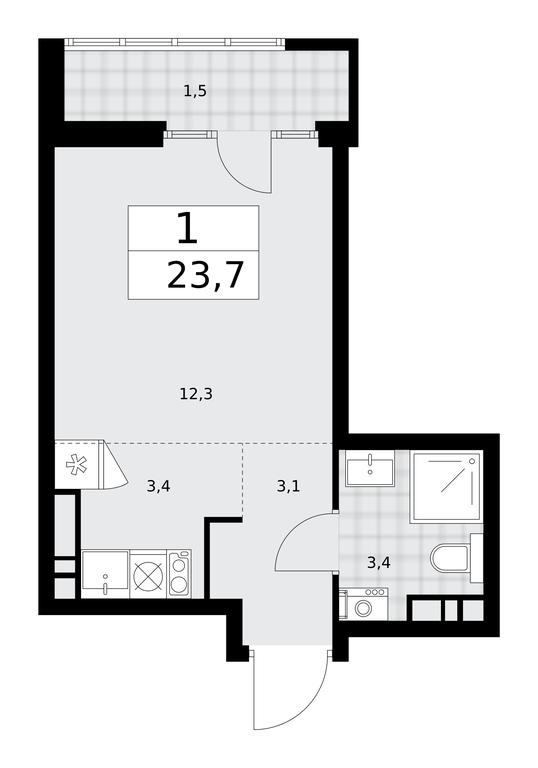 Apartment Sale, 23.7 sq. m. at Desnarechie, kvartal № 23, Desyonovskoye Settlement, Moscow, Russia #1
