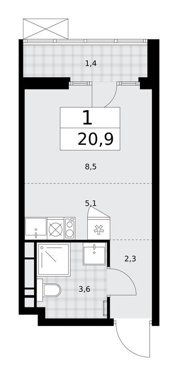 Apartment Sale, 20.9 sq. m. at Desnarechie, kvartal № 23, Desyonovskoye Settlement, Moscow, Russia #2 Apartment Sale, 20.9 sq. m. at Desnarechie, kvartal № 23, Desyonovskoye Settlement, Moscow, Russia #2