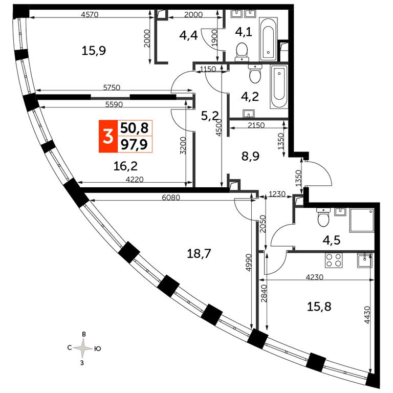 3-BD Apartment Sale, 97.3平方米 at Sydney City, Shenogina Street, 2, Moscow, Russia #1 3-BD Apartment Sale, 97.3平方米 at Sydney City, Shenogina Street, 2, Moscow, Russia #1