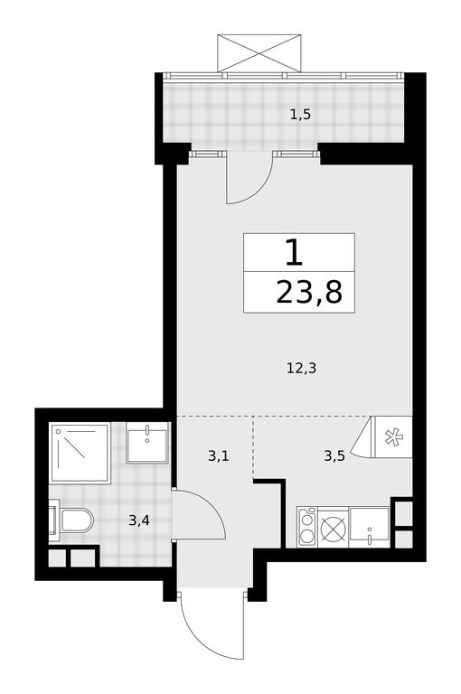 Apartment Sale, 23.8 sq. m. at Desnarechie, kvartal № 23, Desyonovskoye Settlement, Moscow, Russia #1 Apartment Sale, 23.8 sq. m. at Desnarechie, kvartal № 23, Desyonovskoye Settlement, Moscow, Russia #1