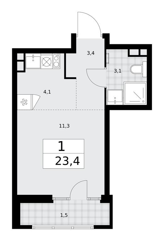 Apartment Sale, 23.4 sq. m. at Desnarechie, kvartal № 23, Desyonovskoye Settlement, Moscow, Russia #1 Apartment Sale, 23.4 sq. m. at Desnarechie, kvartal № 23, Desyonovskoye Settlement, Moscow, Russia #1