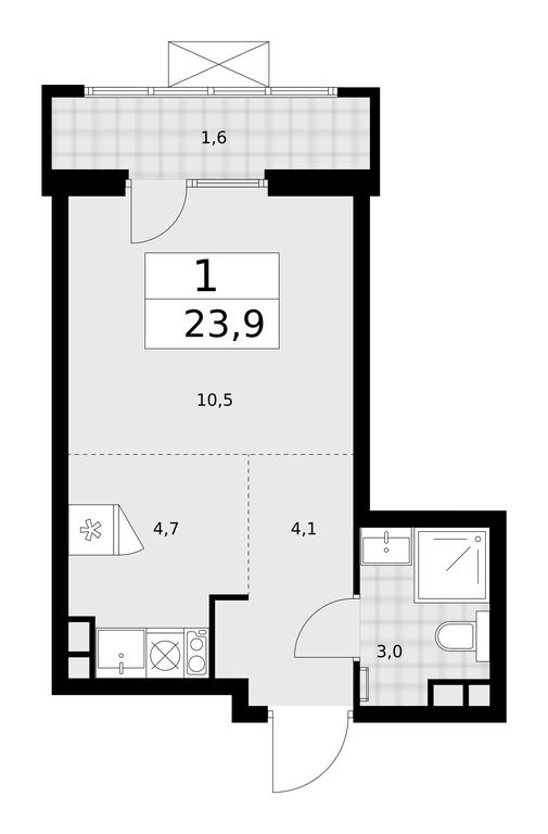 Apartment Sale, 23.9平方米 at Desnarechie, kvartal № 23, Desyonovskoye Settlement, Moscow, Russia #2 Apartment Sale, 23.9平方米 at Desnarechie, kvartal № 23, Desyonovskoye Settlement, Moscow, Russia #2