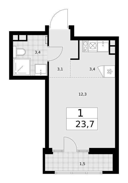 Apartment Sale, 23.7 sq. m. at Desnarechie, kvartal № 23, Desyonovskoye Settlement, Moscow, Russia #2 Apartment Sale, 23.7 sq. m. at Desnarechie, kvartal № 23, Desyonovskoye Settlement, Moscow, Russia #2