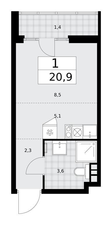 Apartment Sale, 20.9 sq. m. at Desnarechie, kvartal № 23, Desyonovskoye Settlement, Moscow, Russia #2 Apartment Sale, 20.9 sq. m. at Desnarechie, kvartal № 23, Desyonovskoye Settlement, Moscow, Russia #2