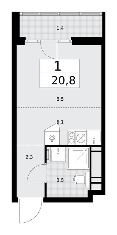 Apartment Sale, 20.8 sq. m. at Desnarechie, kvartal № 23, Desyonovskoye Settlement, Moscow, Russia #2 Apartment Sale, 20.8 sq. m. at Desnarechie, kvartal № 23, Desyonovskoye Settlement, Moscow, Russia #2