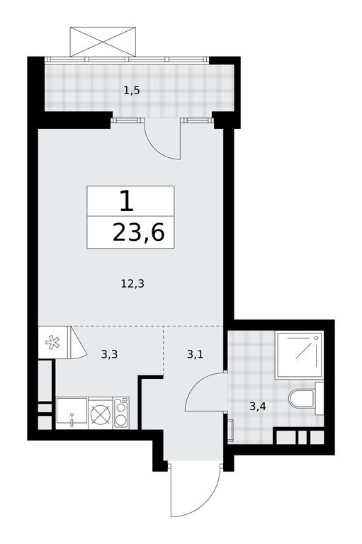 Apartment Sale, 23.6平方米 at Desnarechie, kvartal № 23, Desyonovskoye Settlement, Moscow, Russia #1 Apartment Sale, 23.6平方米 at Desnarechie, kvartal № 23, Desyonovskoye Settlement, Moscow, Russia #1