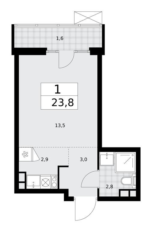 Apartment Sale, 23.8 sq. m. at Desnarechie, kvartal № 23, Desyonovskoye Settlement, Moscow, Russia #1