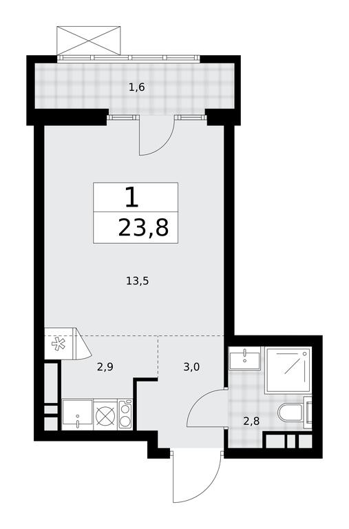Apartment Sale, 23.8 sq. m. at Desnarechie, kvartal № 23, Desyonovskoye Settlement, Moscow, Russia #1