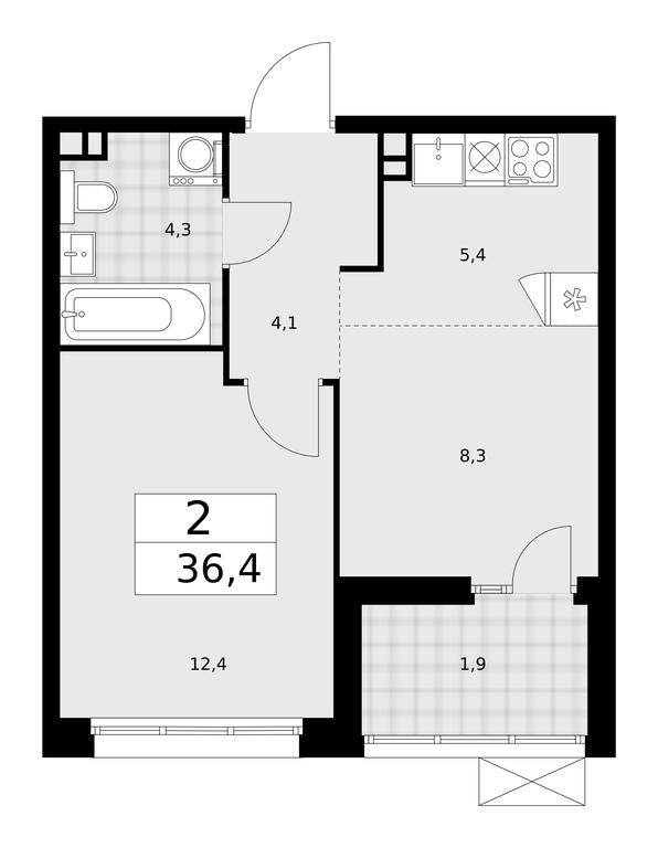1-BD Apartment Sale, 36.4 sq. m. at Desnarechie, kvartal № 23, Desyonovskoye Settlement, Moscow, Russia #2 1-BD Apartment Sale, 36.4 sq. m. at Desnarechie, kvartal № 23, Desyonovskoye Settlement, Moscow, Russia #2