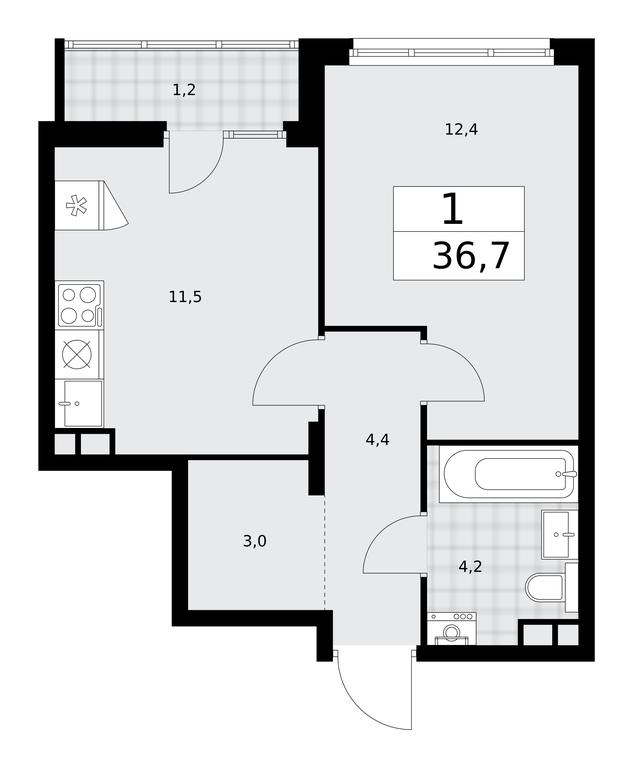Apartment Sale, 36.7 sq. m. at Desnarechie, kvartal № 23, Desyonovskoye Settlement, Moscow, Russia #2