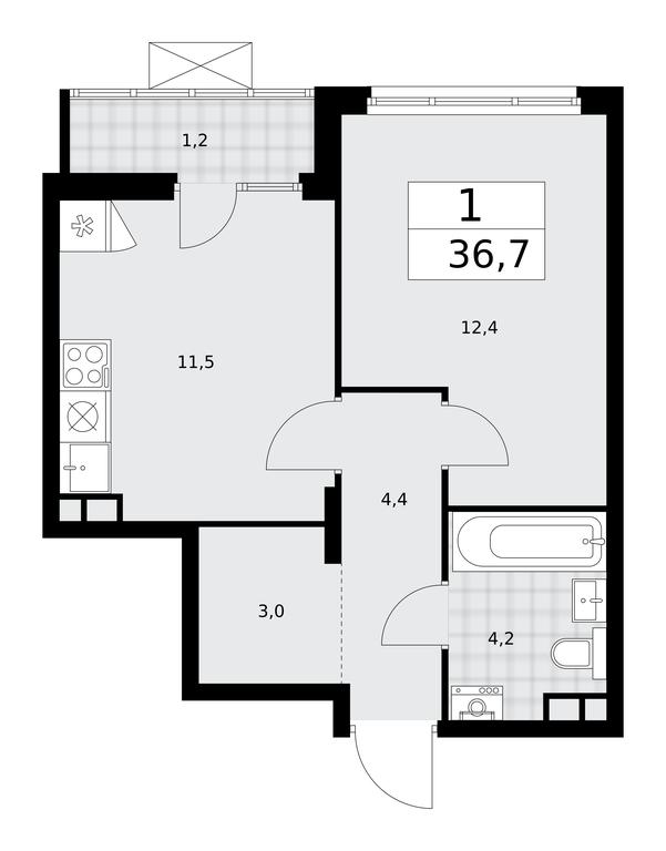 Apartment Sale, 36.7 sq. m. at Desnarechie, kvartal № 23, Desyonovskoye Settlement, Moscow, Russia #2