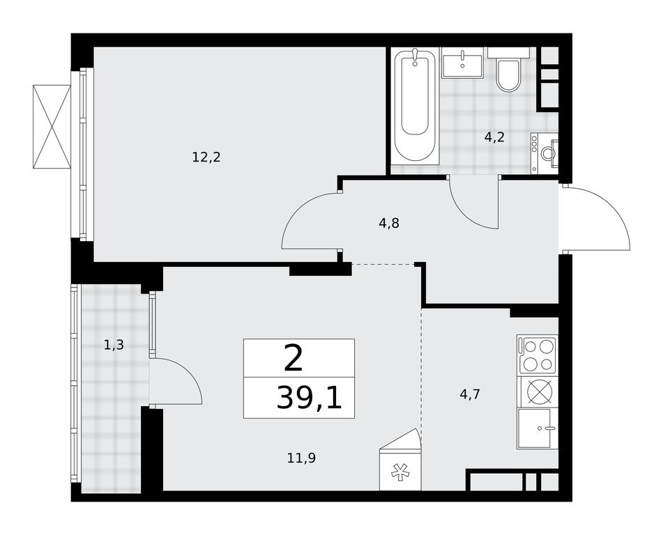1-BD Apartment Sale, 39.1 sq. m. at Desnarechie, kvartal № 23, Desyonovskoye Settlement, Moscow, Russia #2