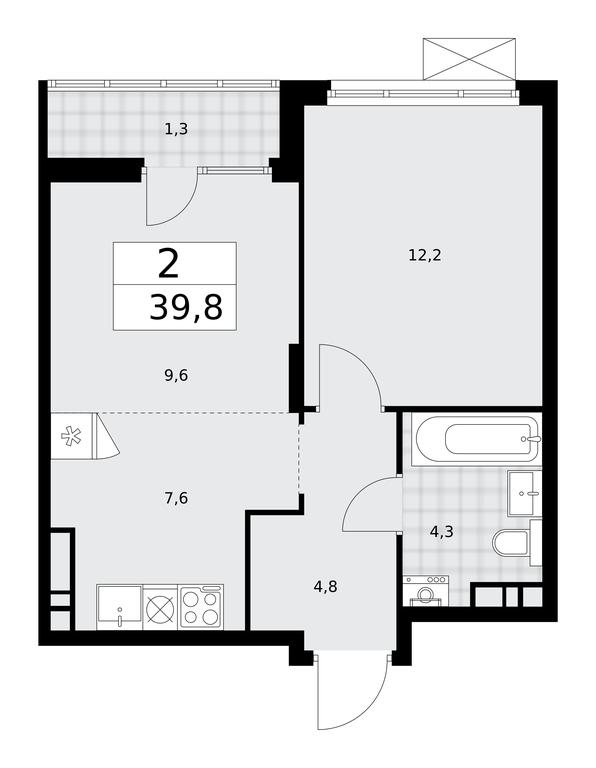 1-BD Apartment Sale, 39.8平方米 at Desnarechie, kvartal № 23, Desyonovskoye Settlement, Moscow, Russia #1