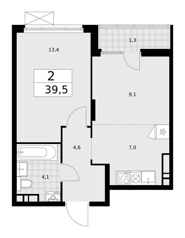1-BD Apartment Sale, 39.5 sq. m. at Desnarechie, kvartal № 23, Desyonovskoye Settlement, Moscow, Russia #2