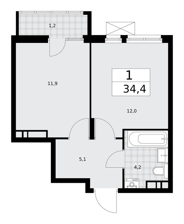Apartment Sale, 34.4 sq. m. at Desnarechie, kvartal № 23, Desyonovskoye Settlement, Moscow, Russia #1