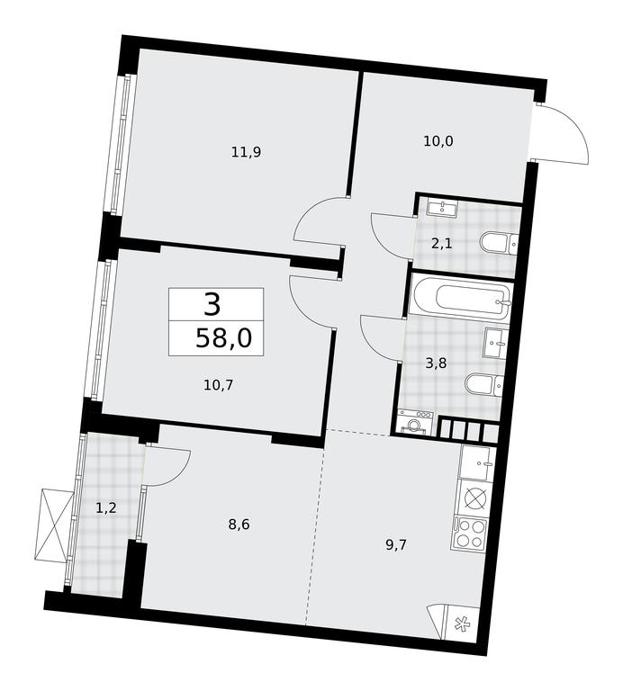 2-BD Apartment Sale, 58平方米 at Desnarechie, kvartal № 23, Desyonovskoye Settlement, Moscow, Russia #1 2-BD Apartment Sale, 58平方米 at Desnarechie, kvartal № 23, Desyonovskoye Settlement, Moscow, Russia #1