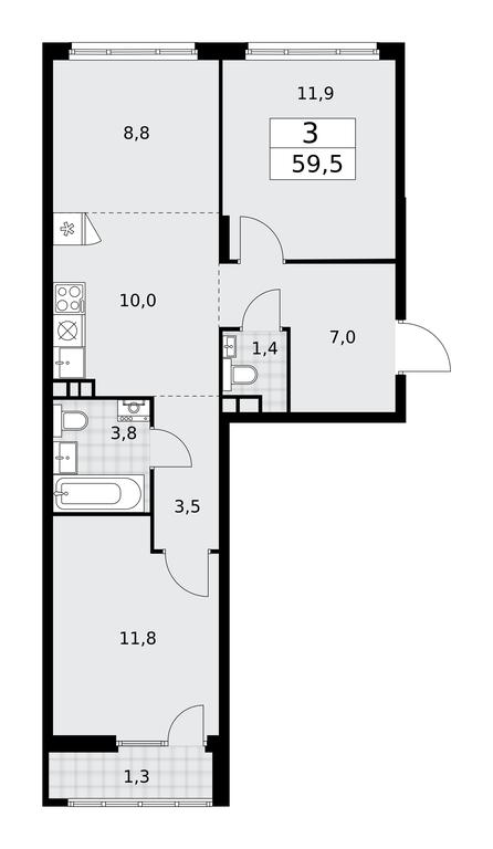 2-BD Apartment Sale, 59.5 sq. m. at Desnarechie, kvartal № 23, Desyonovskoye Settlement, Moscow, Russia #1 2-BD Apartment Sale, 59.5 sq. m. at Desnarechie, kvartal № 23, Desyonovskoye Settlement, Moscow, Russia #1