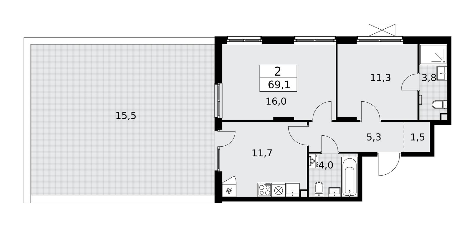 1-BD Apartment Sale, 69.1平方米 at Desnarechie, kvartal № 23, Desyonovskoye Settlement, Moscow, Russia #2 1-BD Apartment Sale, 69.1平方米 at Desnarechie, kvartal № 23, Desyonovskoye Settlement, Moscow, Russia #2