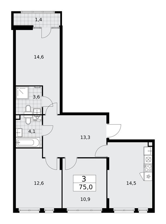2-BD Apartment Sale, 75平方米 at Desnarechie, kvartal № 23, Desyonovskoye Settlement, Moscow, Russia #2 2-BD Apartment Sale, 75平方米 at Desnarechie, kvartal № 23, Desyonovskoye Settlement, Moscow, Russia #2