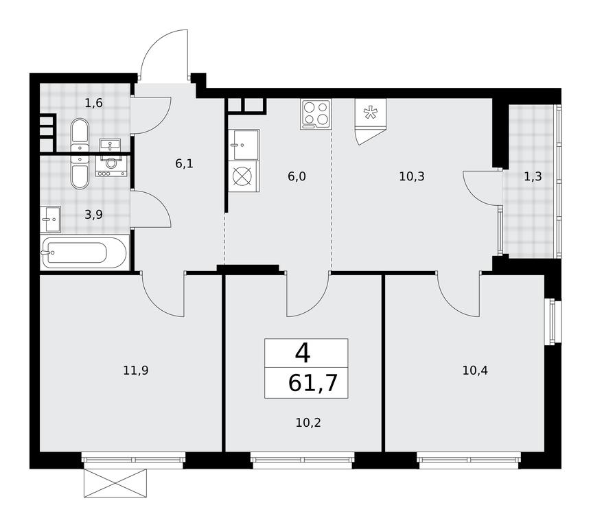 3-BD Apartment Sale, 61.7 sq. m. at Desnarechie, kvartal № 23, Desyonovskoye Settlement, Moscow, Russia #2 3-BD Apartment Sale, 61.7 sq. m. at Desnarechie, kvartal № 23, Desyonovskoye Settlement, Moscow, Russia #2