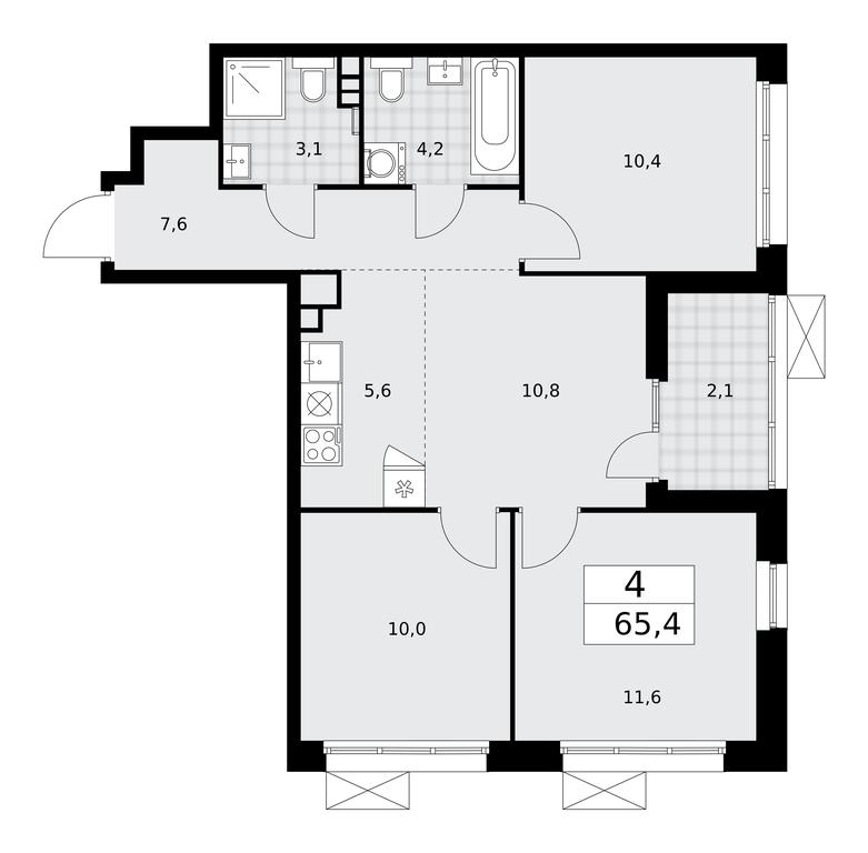3-BD Apartment Sale, 65.4平方米 at Desnarechie, kvartal № 23, Desyonovskoye Settlement, Moscow, Russia #2 3-BD Apartment Sale, 65.4平方米 at Desnarechie, kvartal № 23, Desyonovskoye Settlement, Moscow, Russia #2