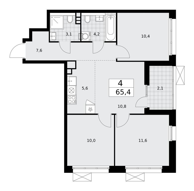3-BD Apartment Sale, 65.4平方米 at Desnarechie, kvartal № 23, Desyonovskoye Settlement, Moscow, Russia #2 3-BD Apartment Sale, 65.4平方米 at Desnarechie, kvartal № 23, Desyonovskoye Settlement, Moscow, Russia #2