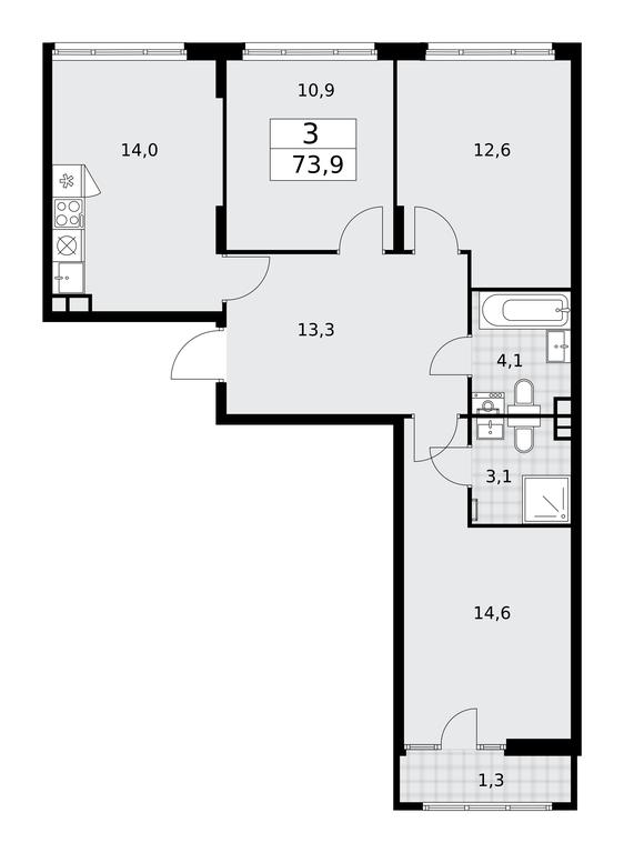 2-BD Apartment Sale, 73.9平方米 at Desnarechie, kvartal № 23, Desyonovskoye Settlement, Moscow, Russia #2 2-BD Apartment Sale, 73.9平方米 at Desnarechie, kvartal № 23, Desyonovskoye Settlement, Moscow, Russia #2