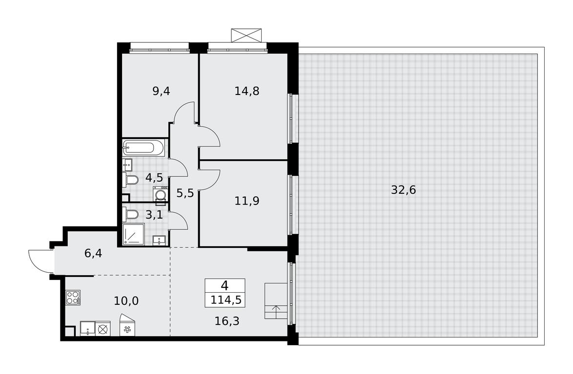 3-BD Apartment Sale, 114.5 sq. m. at Desnarechie, kvartal № 23, Desyonovskoye Settlement, Moscow, Russia #1 3-BD Apartment Sale, 114.5 sq. m. at Desnarechie, kvartal № 23, Desyonovskoye Settlement, Moscow, Russia #1