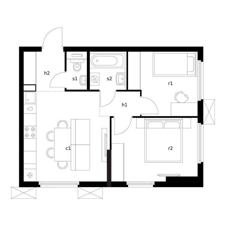 2-BD Apartment Sale, 48.7平方米 at Yaroslavskiy, 16th Microdistrict, Mytischi, Moscow Region, Russia #1 2-BD Apartment Sale, 48.7平方米 at Yaroslavskiy, 16th Microdistrict, Mytischi, Moscow Region, Russia #1