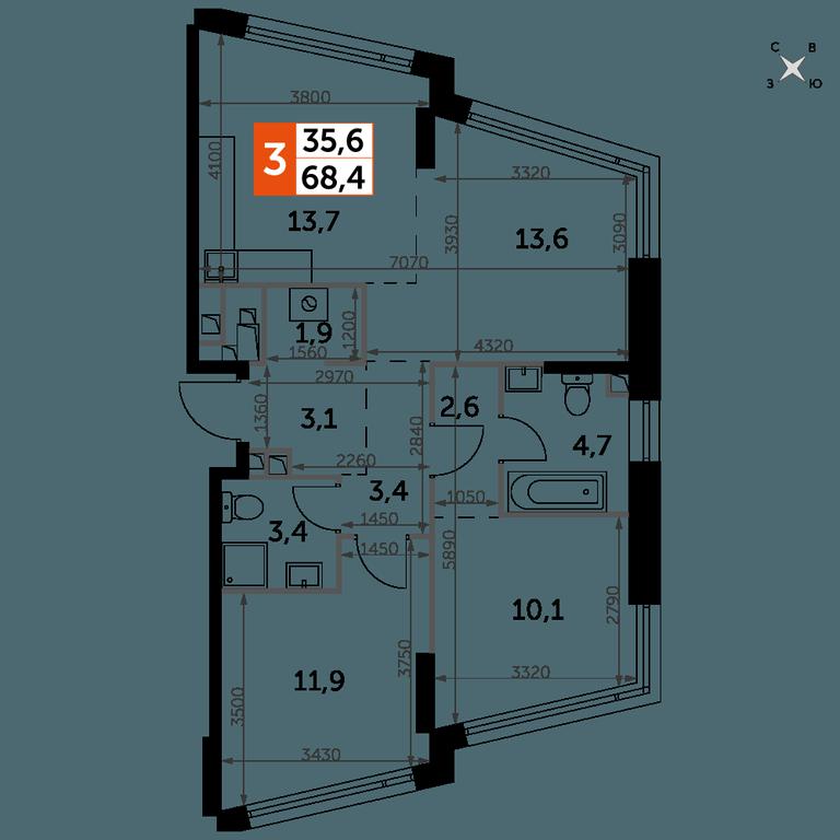 3-BD Apartment Sale, 68.4平方米 at Rotterdam, Varshavskoye Highway, 37Ак1с2, Moscow, Russia #1 3-BD Apartment Sale, 68.4平方米 at Rotterdam, Varshavskoye Highway, 37Ак1с2, Moscow, Russia #1