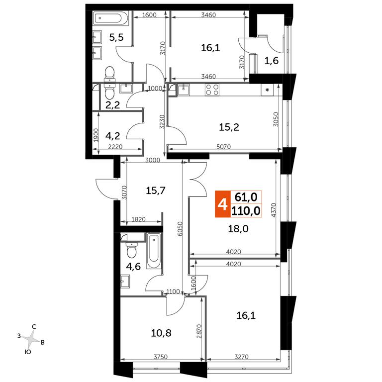 4-BD Apartment Sale, 111 sq. m. at Sky Garden, Stroitelny Drive, 9с6, Moscow, Russia #1 4-BD Apartment Sale, 111 sq. m. at Sky Garden, Stroitelny Drive, 9с6, Moscow, Russia #1