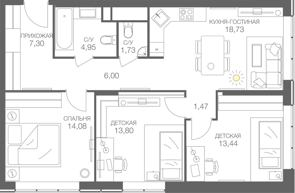 2-BD Apartment Sale, 83.2 sq. m. at Headliner, Shmitovsky Drive, 39, Moscow, Russia #1 2-BD Apartment Sale, 83.2 sq. m. at Headliner, Shmitovsky Drive, 39, Moscow, Russia #1