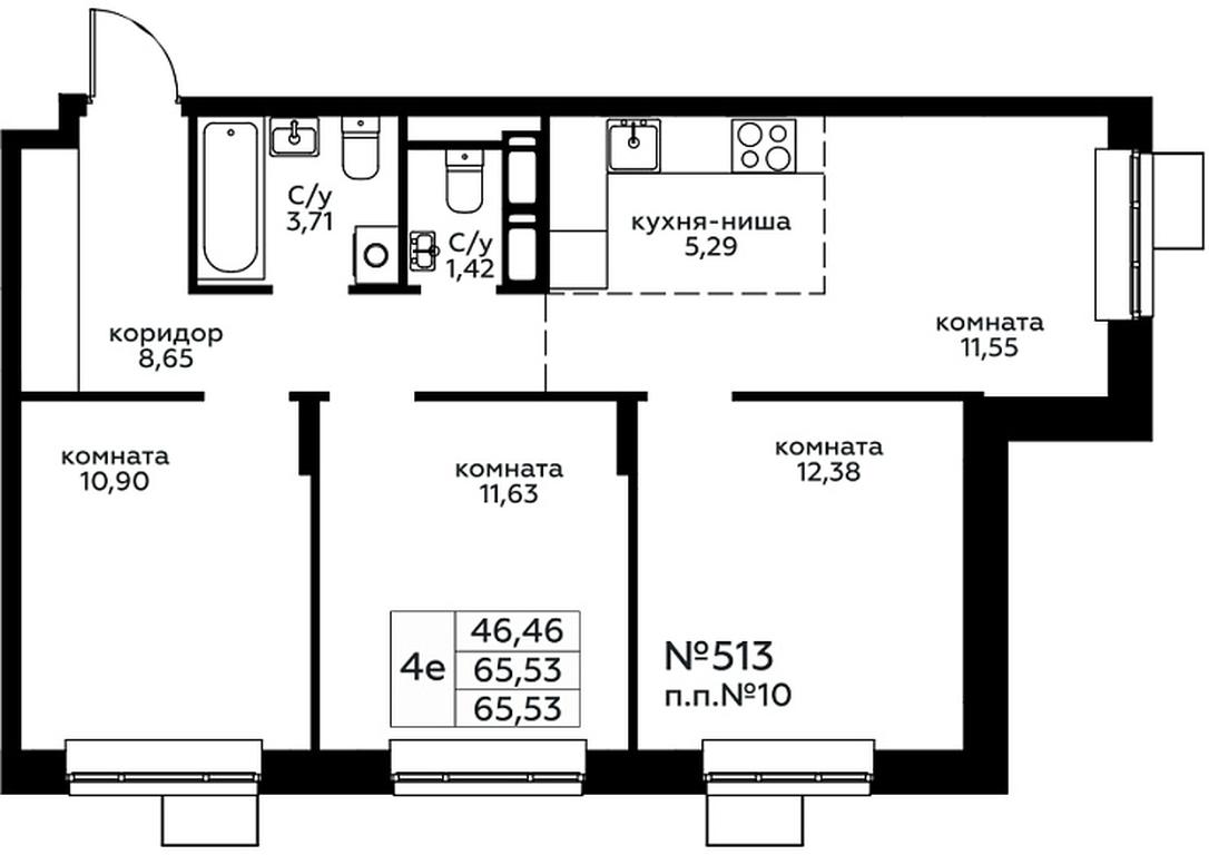 3-BD Apartment Sale, 65.53 sq. m. at Novograd Pavlino, Kosinskoye shosse, 2, Novoye Pavlino Microdistrict, Balashikha, Moscow Region, Russia #1 3-BD Apartment Sale, 65.53 sq. m. at Novograd Pavlino, Kosinskoye shosse, 2, Novoye Pavlino Microdistrict, Balashikha, Moscow Region, Russia #1
