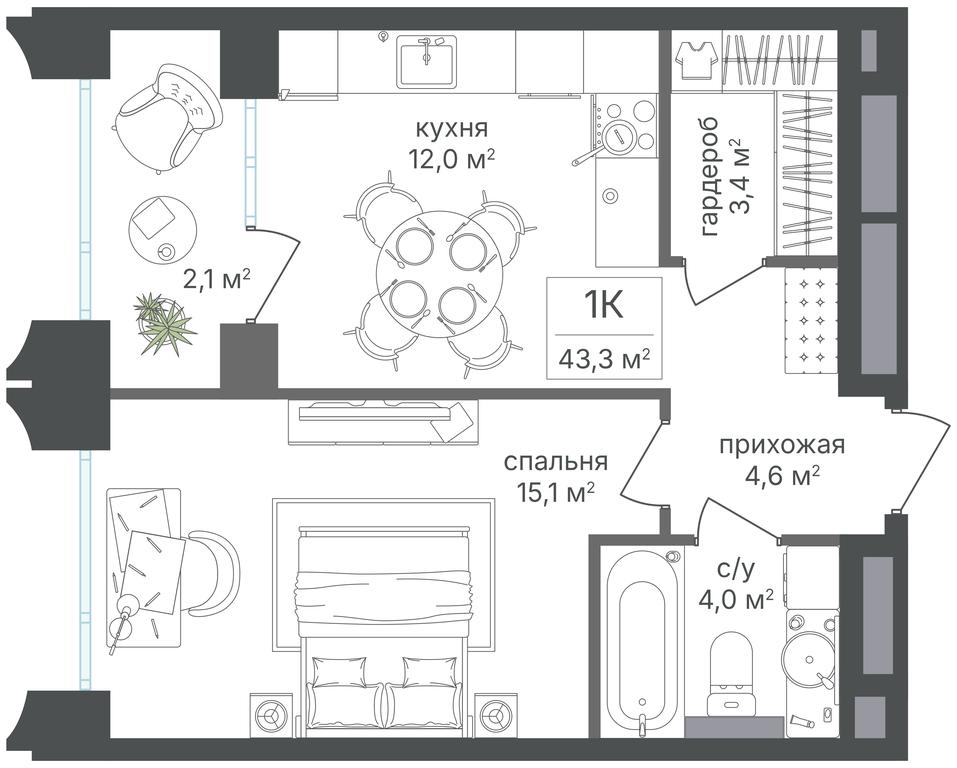 1-BD Apartment Sale, 41.2 sq. m. at Petrovskiy Park II, Stary Petrovsko-Razumovsky Drive, 1/23, Moscow, Russia #2
