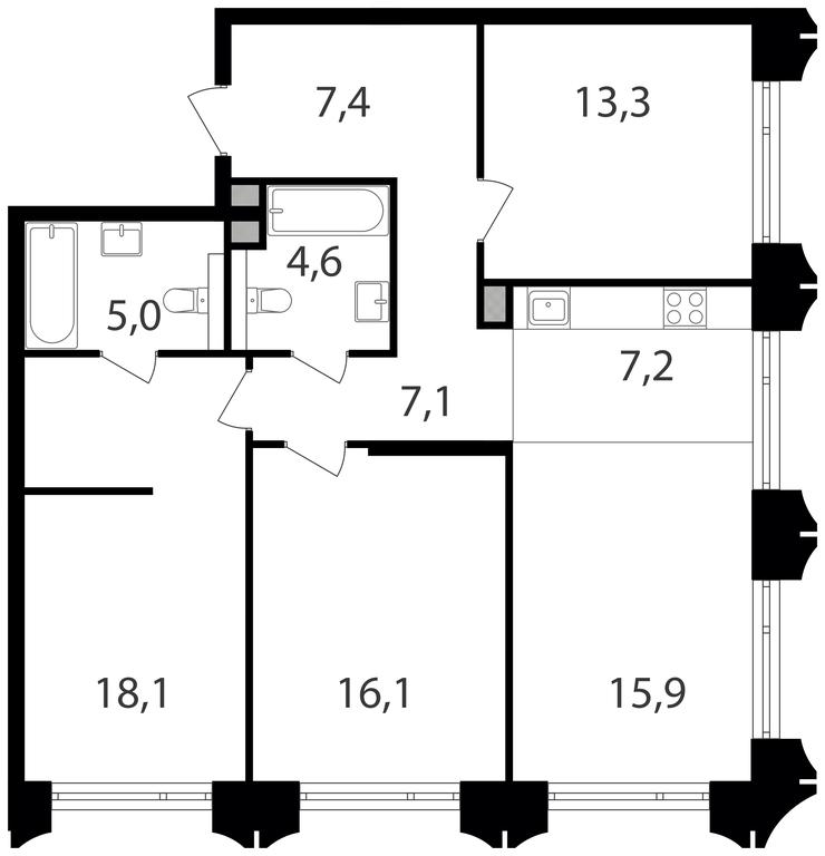 3-BD Apartment Sale, 94.7平方米 at Petrovskiy Park II, Stary Petrovsko-Razumovsky Drive, 1/23, Moscow, Russia #1