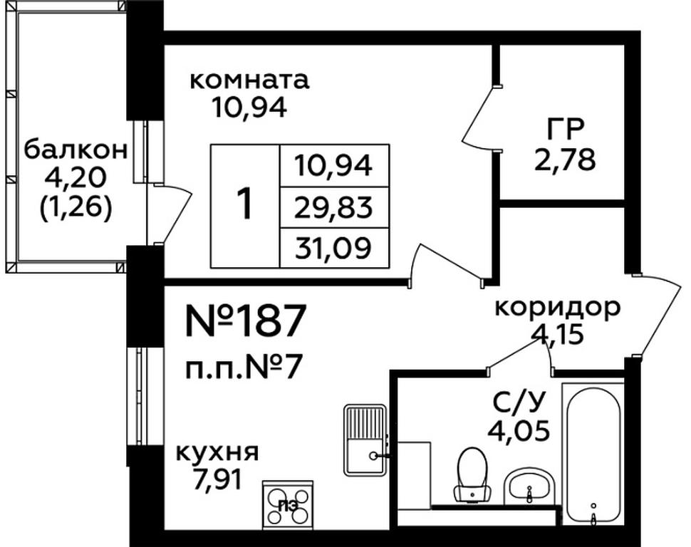 Apartment Sale, 31.1 sq. m. at Tsvetochnye Polyany City, kvartal № 165, Filimonkovskoye Municipal Formation, Moscow, Russia #1