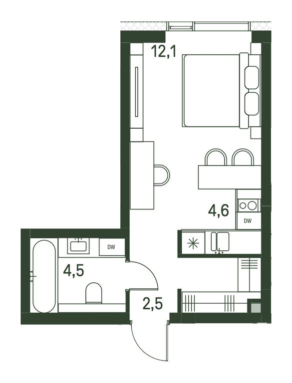Apartment Sale, 26.4平方米 at Moments, Volokolamskoye Highway, 28, Moscow, Russia #1