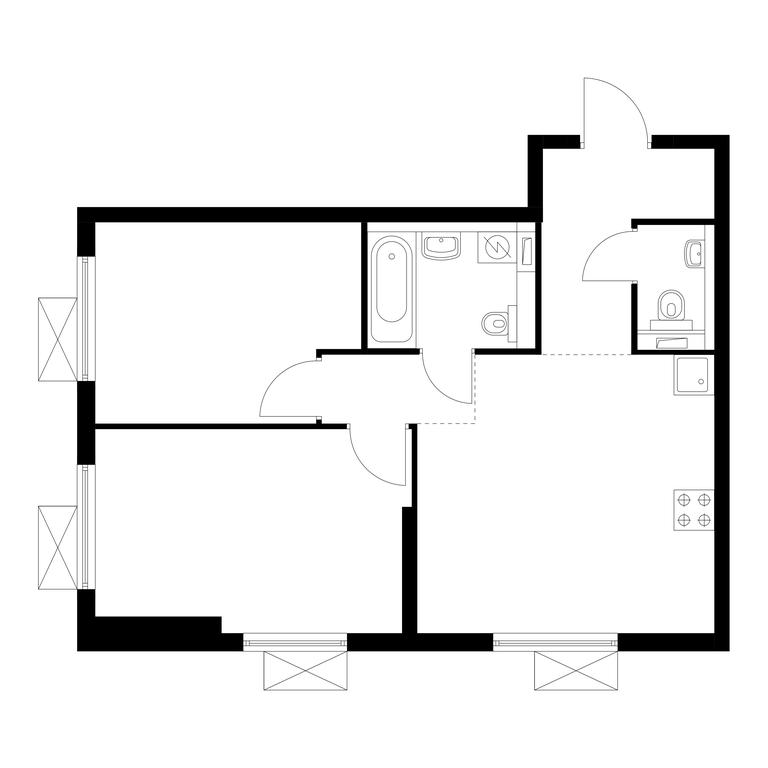 2-BD Apartment Sale, 51.5平方米 at Kavkazskiy Bulvar 51, Kavkazsky Boulevard, 51с3, Moscow, Russia #1