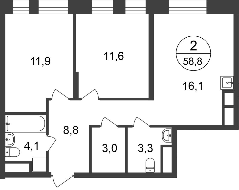 Продажа 2-комн. квартиры, 58,8 м² в ЖК «Первый Московский», улица Бианки, 1, Московский, Москва, Россия #1