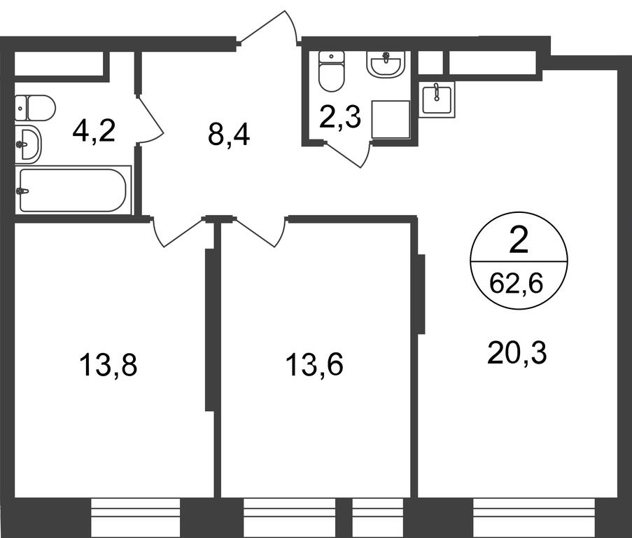 2-BD Apartment Sale, 62.6平方米 at Pervyi Moskovskiy, ulitsa Bianki, 1, Moskovskiy, Moscow, Russia #1 2-BD Apartment Sale, 62.6平方米 at Pervyi Moskovskiy, ulitsa Bianki, 1, Moskovskiy, Moscow, Russia #1