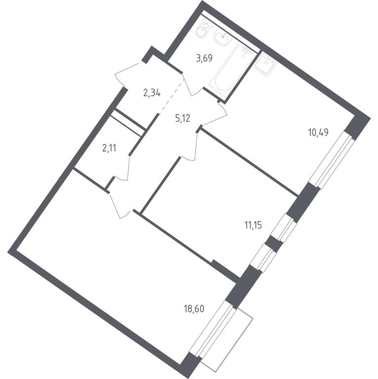 1-BD Apartment Sale, 53.5平方米 at Rublevskiy Kvartal, Laykovo Green Quarter, zhiloy kompleks Gorod-sobytiye Laykovo, selo Laykovo, Odintsovskiy City District, Moscow Region, Russia #1