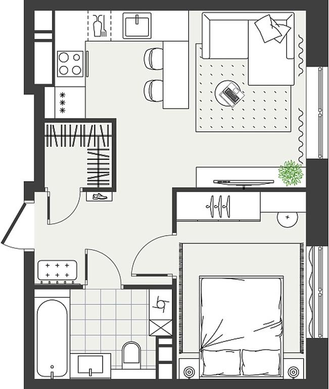 1-BD Apartment Sale, 36 sq. m. at Eko Bunino, prospekt Kuprina, 34к1, Sosenskoye Settlement, Moscow, Russia #2