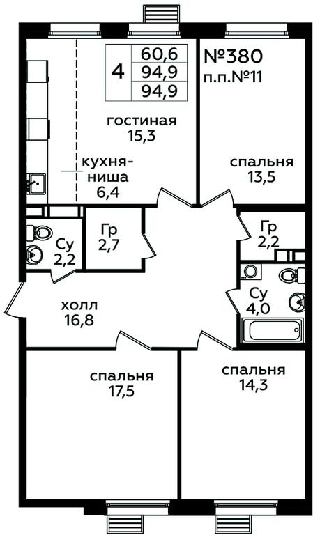 Продажа 3-комн. квартиры, 94,9 м² в ЖК «Эко Бунино», проспект Куприна, 34к1, поселение Сосенское, Москва, Россия #1 Продажа 3-комн. квартиры, 94,9 м² в ЖК «Эко Бунино», проспект Куприна, 34к1, поселение Сосенское, Москва, Россия #1