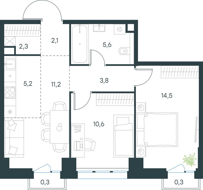 2-BD Apartment Sale, 55.9平方米 at Level Seligerskaya 2, Ilmenskiy Drive, 8Ас1, Moscow, Russia #1 2-BD Apartment Sale, 55.9平方米 at Level Seligerskaya 2, Ilmenskiy Drive, 8Ас1, Moscow, Russia #1