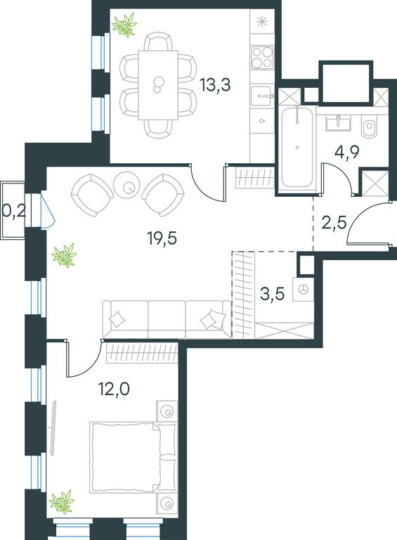 1-BD Apartment Sale, 55.9平方米 at Level Seligerskaya 2, Ilmenskiy Drive, 8Ас1, Moscow, Russia #1