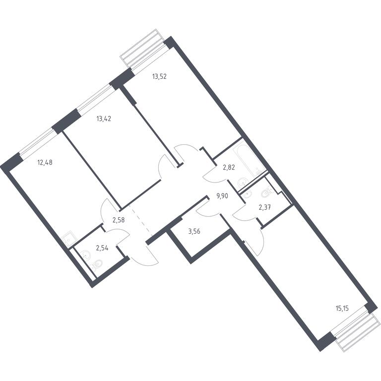 2-BD Apartment Sale, 78.34 sq. m. at Rublevskiy Kvartal, Laykovo Green Quarter, zhiloy kompleks Gorod-sobytiye Laykovo, selo Laykovo, Odintsovskiy City District, Moscow Region, Russia #1