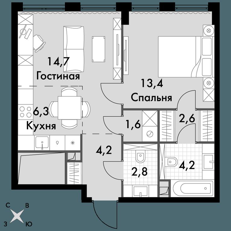 2-BD Apartment Sale, 49.8平方米 at Sydney City, Shenogina Street, 2, Moscow, Russia #1 2-BD Apartment Sale, 49.8平方米 at Sydney City, Shenogina Street, 2, Moscow, Russia #1