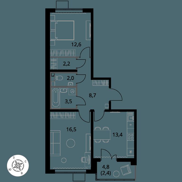2-BD Apartment Sale, 61.3平方米 at Pervy Yuzhny, zhiloy kompleks Pervy Yuzhny, Leninskiy City District, Moscow Region, Russia #1 2-BD Apartment Sale, 61.3平方米 at Pervy Yuzhny, zhiloy kompleks Pervy Yuzhny, Leninskiy City District, Moscow Region, Russia #1