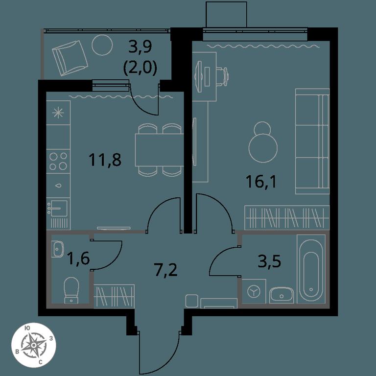 1-BD Apartment Sale, 42.1 sq. m. at Pervy Yuzhny, zhiloy kompleks Pervy Yuzhny, Leninskiy City District, Moscow Region, Russia #1 1-BD Apartment Sale, 42.1 sq. m. at Pervy Yuzhny, zhiloy kompleks Pervy Yuzhny, Leninskiy City District, Moscow Region, Russia #1
