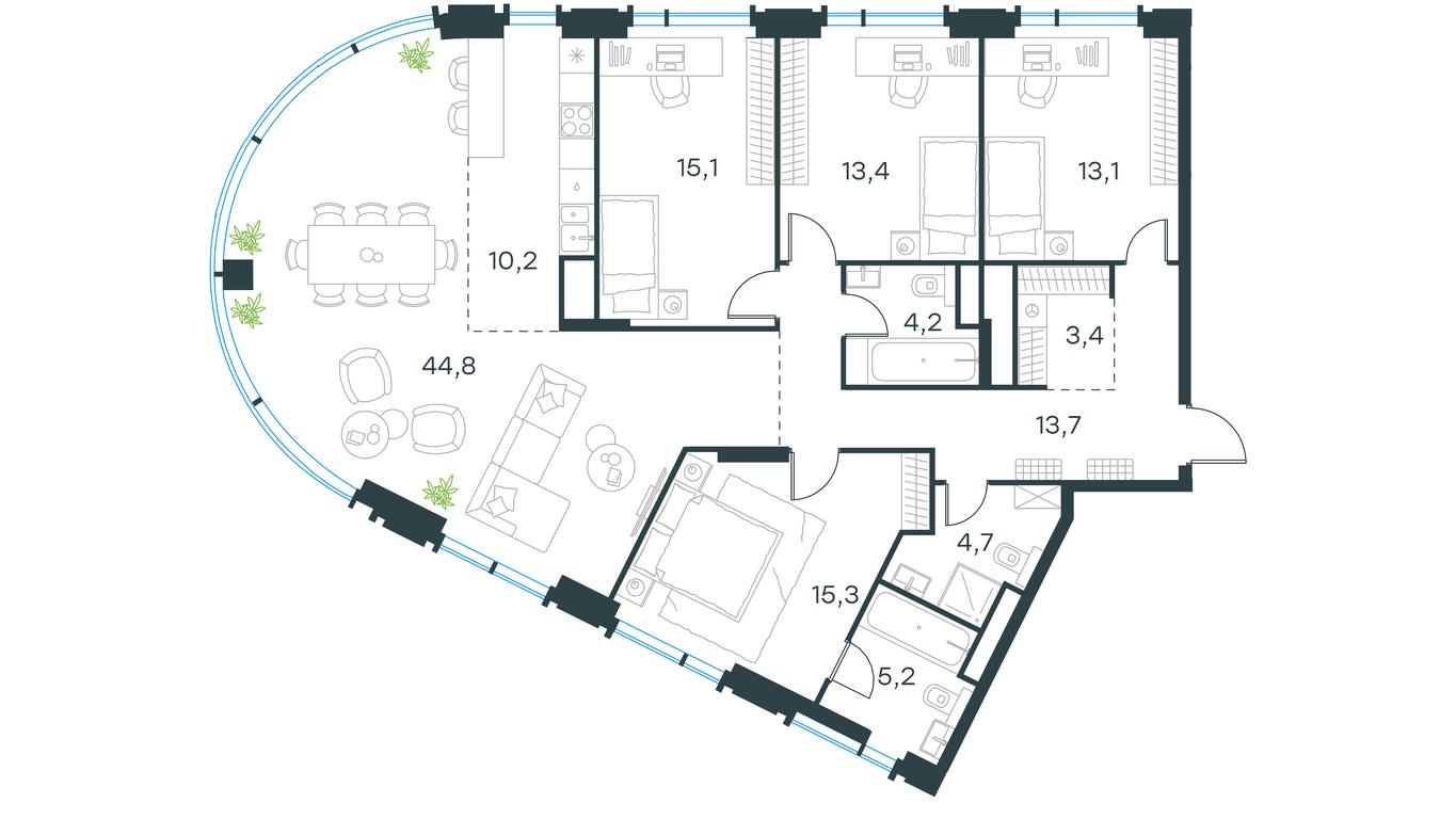 4-BD Apartment Sale, 143.1 sq. m. at Level Akademicheskaya, Profsoyuznaya Street, 2/22, Moscow, Russia #2
